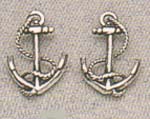 Solid Sterling Silver Anchor Post Earrings