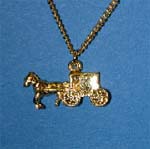 Gold Amish Horse and Buggy necklace