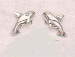Solid Sterling Silver Whale Post Earrings