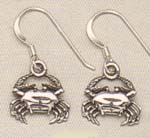 Solid Sterling Silver Crab Wrapped Hook Earrings